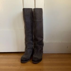 Bronx grey suede over the knee boots